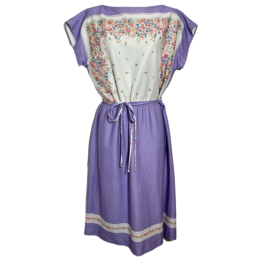 Vintage Rare Leslie Fay Midi Floral Purple Dress